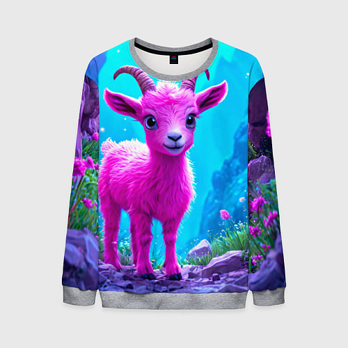 Мужской свитшот Розовый козлик / 3D-Меланж – фото 1