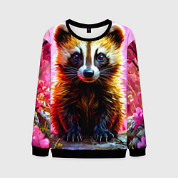 Свитшот мужской Росомаха в розовом лесу, цвет: 3D-черный