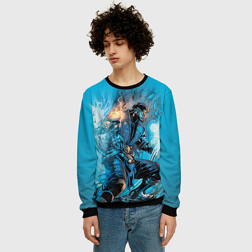 Мужской свитшот Mortal Kombat - Sub-Zero / 3D-Черный – фото 3
