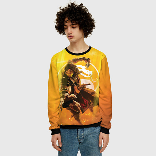 Мужской свитшот Скорпион - Mortal Kombat / 3D-Черный – фото 3