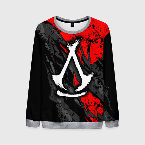 Мужской свитшот Assassins creed: shadows - белый логотип / 3D-Меланж – фото 1