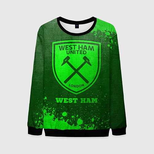 Мужской свитшот West Ham - green gradient / 3D-Черный – фото 1