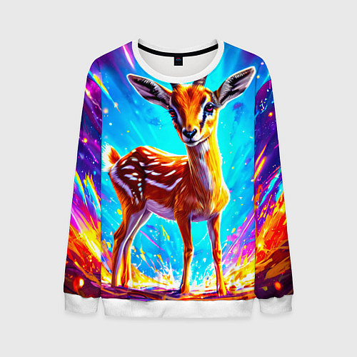 Мужской свитшот Газель малыш / 3D-Белый – фото 1