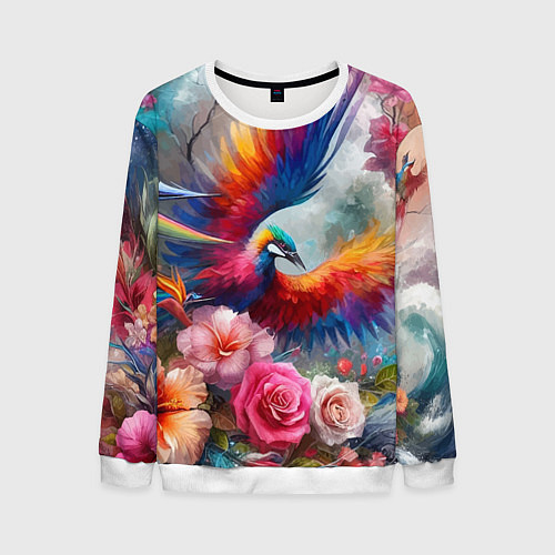Мужской свитшот Тропическая птица / 3D-Белый – фото 1