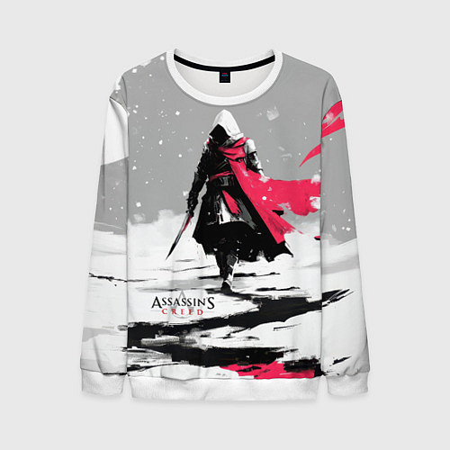 Мужской свитшот Assassins Creed winter ninja / 3D-Белый – фото 1