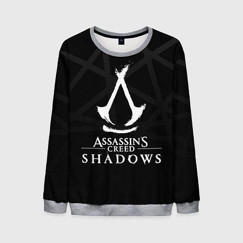 Мужской свитшот Assassins creed shadows - монохромный / 3D-Меланж – фото 1