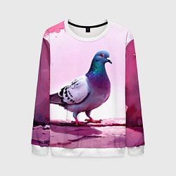 Свитшот мужской Голубь в розовом, цвет: 3D-белый