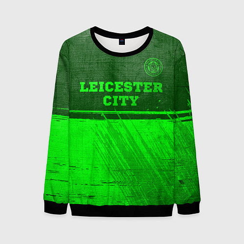 Мужской свитшот Leicester City - green gradient посередине / 3D-Черный – фото 1