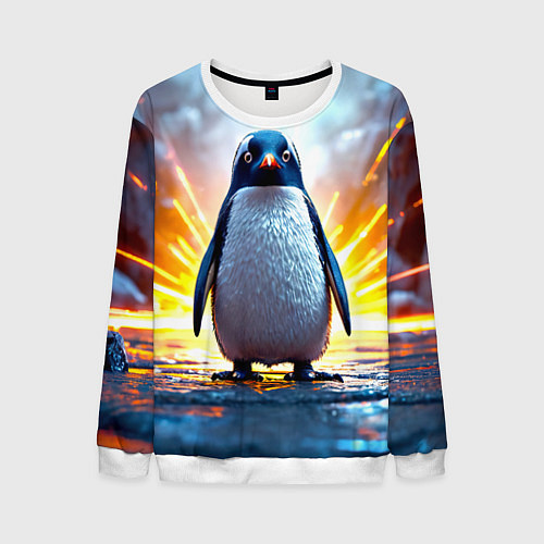 Мужской свитшот Эпичный пингвин / 3D-Белый – фото 1