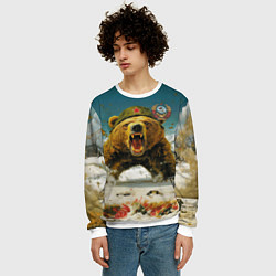 Свитшот мужской Советский могучий медведь, цвет: 3D-белый — фото 2