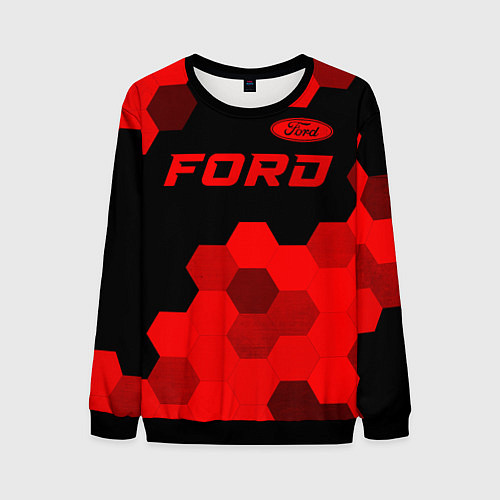 Мужской свитшот Ford - red gradient посередине / 3D-Черный – фото 1