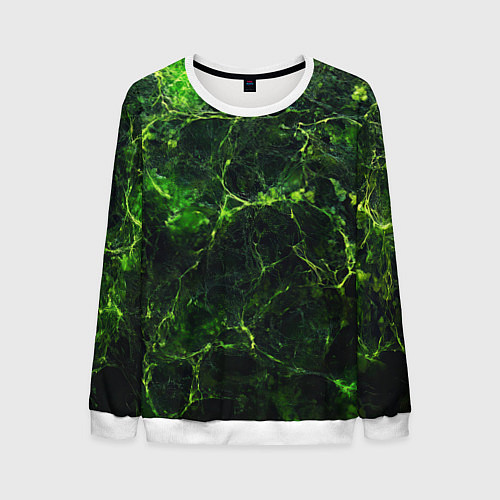 Мужской свитшот Зеленая ядовитая текстура / 3D-Белый – фото 1