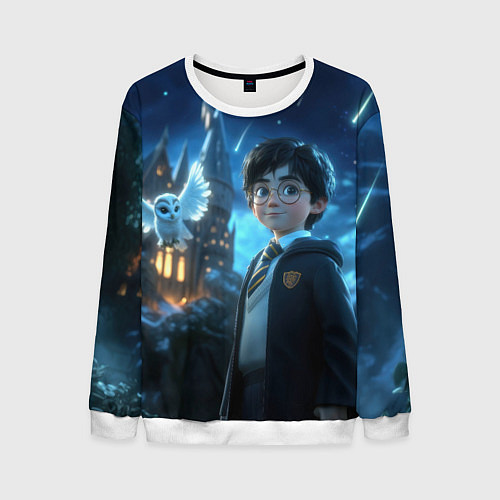 Мужской свитшот Гарри Поттер и сова / 3D-Белый – фото 1