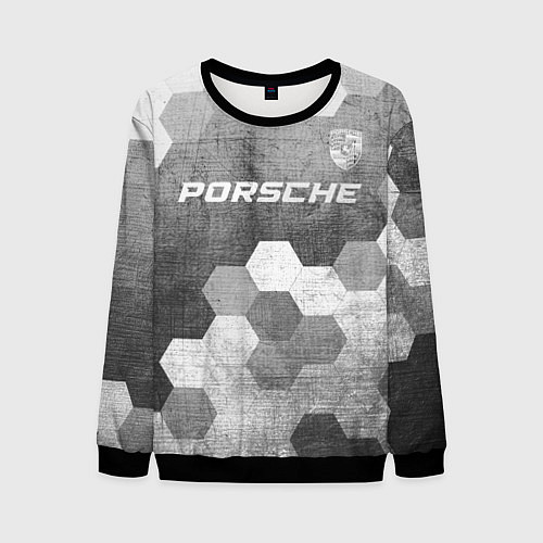 Мужской свитшот Porsche - grey gradient посередине / 3D-Черный – фото 1