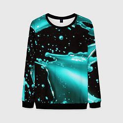 Свитшот мужской Разрыв голубой краски, цвет: 3D-черный