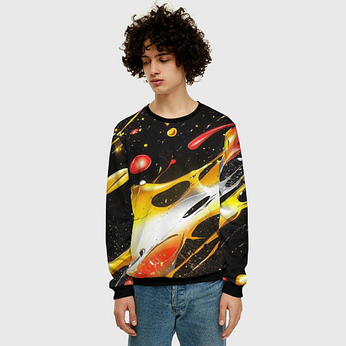 Мужской свитшот Текстура краска / 3D-Черный – фото 3