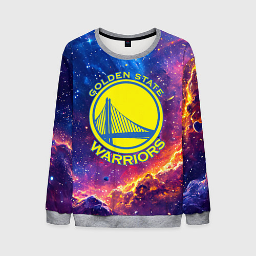 Мужской свитшот Голден Стэйт Уорриорз в космосе / 3D-Меланж – фото 1