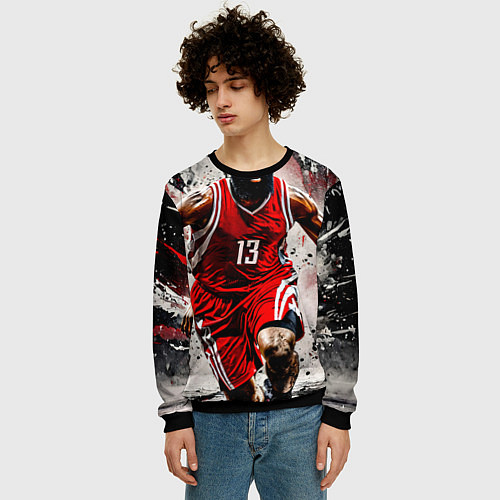 Мужской свитшот Джеймс Харден с мячом / 3D-Черный – фото 3