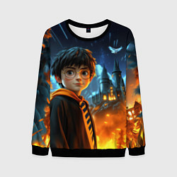 Свитшот мужской Гарри Поттер замок в небе, цвет: 3D-черный