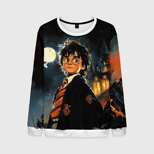 Мужской свитшот Гарри Поттер глубокая ночь / 3D-Белый – фото 1