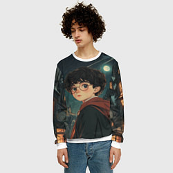 Свитшот мужской Гарри Поттер и ночной город, цвет: 3D-белый — фото 2