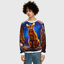 Свитшот мужской Абиссинская кошка в космосе, цвет: 3D-белый — фото 2