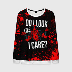 Свитшот мужской Дэдпул - красные брызги, цвет: 3D-белый