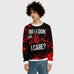 Свитшот мужской Дэдпул - красные брызги, цвет: 3D-белый — фото 2