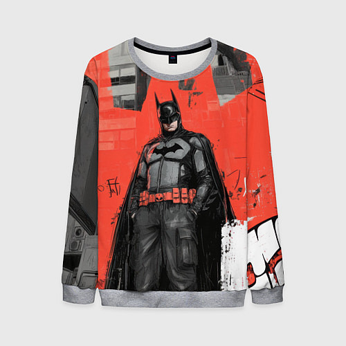 Мужской свитшот Бэтмен граффити на стене / 3D-Меланж – фото 1