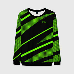 Свитшот мужской Sport чёрный и зелёный полосы, цвет: 3D-черный