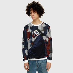 Свитшот мужской Джокер на фоне мазков краски, цвет: 3D-белый — фото 2