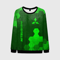 Мужской свитшот Mitsubishi - green gradient вертикально