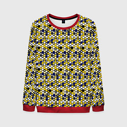 Свитшот мужской Киберпанк шестиугольники жёлтые, цвет: 3D-красный