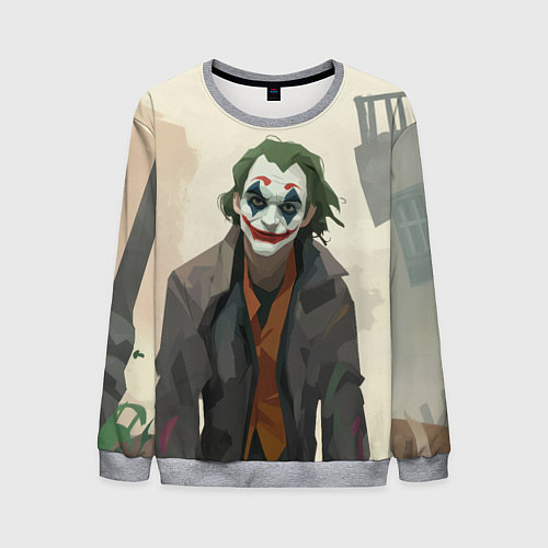 Мужской свитшот Джокер довольный - рисунок / 3D-Меланж – фото 1