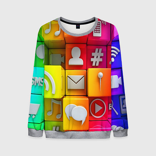 Мужской свитшот Square / 3D-Меланж – фото 1