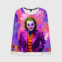 Свитшот мужской Джокер и фиолетовые краски, цвет: 3D-белый