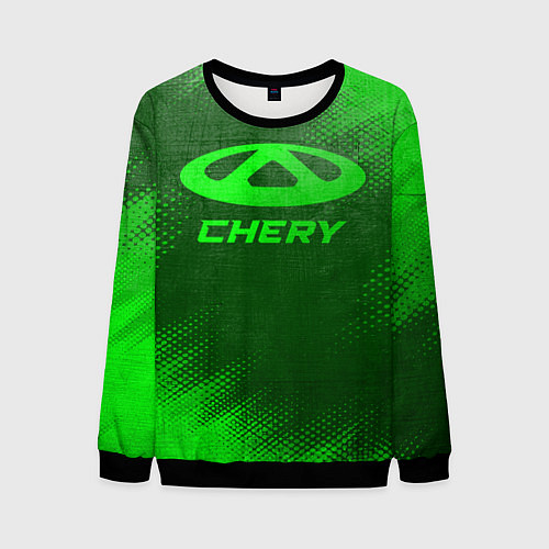 Мужской свитшот Chery - green gradient / 3D-Черный – фото 1