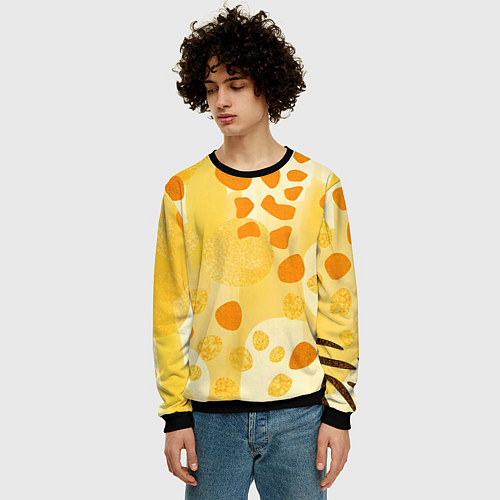 Мужской свитшот Солнечные пятна жирафа / 3D-Черный – фото 3