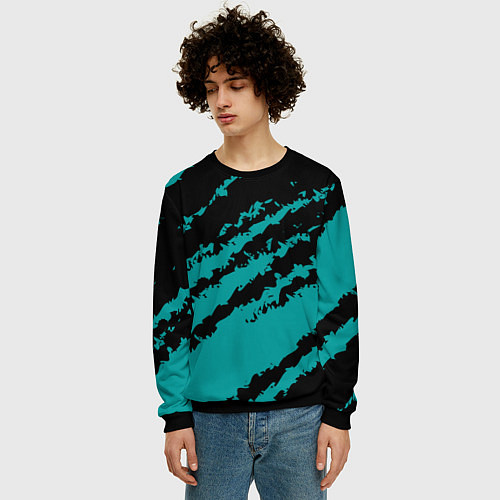 Мужской свитшот The color is black and light blue / 3D-Черный – фото 3