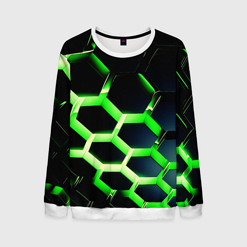 Мужской свитшот Neon Honeycombs / 3D-Белый – фото 1