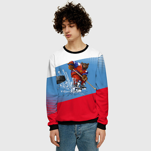 Мужской свитшот Русский хоккей / 3D-Черный – фото 3