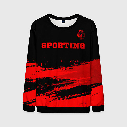 Мужской свитшот Sporting - red gradient посередине / 3D-Черный – фото 1