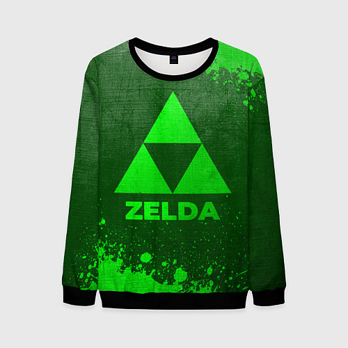 Мужской свитшот Zelda - green gradient / 3D-Черный – фото 1