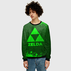 Свитшот мужской Zelda - green gradient, цвет: 3D-черный — фото 2