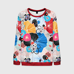 Свитшот мужской Цветы - абстрактные узоры, цвет: 3D-красный