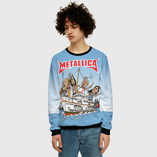 Мужской свитшот Metallica - on the ship / 3D-Черный – фото 3