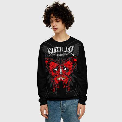 Мужской свитшот Metallica - life in Belgrade / 3D-Черный – фото 3