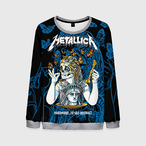 Мужской свитшот Metallica - skeleton and butterflies / 3D-Меланж – фото 1