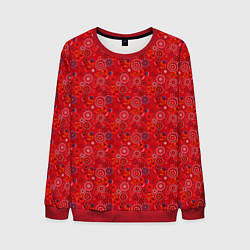 Свитшот мужской Алый красный деревенский абстрактный узор, цвет: 3D-красный