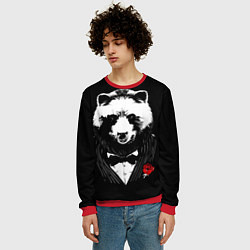 Свитшот мужской Панда в черном костюме, цвет: 3D-красный — фото 2